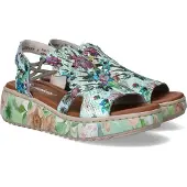 Rieker Sandales pour femme à bout relevé, motif floral et semelle compensée V1784, pointure : 38 EU, couleur : multicolore