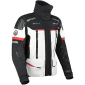 Dane Elec DANE Bornholm Pro blouson textile imperméable pour moto, gris clair/noir/rouge, 2XL