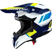 Airoh Wraaap Vision, casque de motocross ,Bleu Foncé/Blanc/Jaune Néon ,L