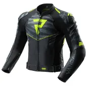 Rebelhorn Blouson de moto en cuir Vandal 2, noir/gris/jaune, taille 60