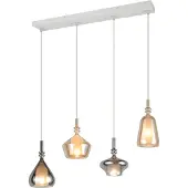 TRIO Lampe à suspendre, métal, blanc, mat, E14, 4-flamme, H 200cm