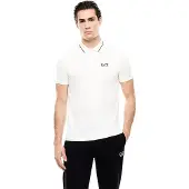 EA7 pour homme. 8NPF16_PJVUZ Polo Core Identity en piqué blanc (S), Casuel, Coton, Manche courte