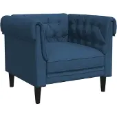 vidaXL Fauteuil Chesterfield Bleu Tissu