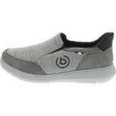 Bugatti - Chaussons pour hommes en cuir, couleur gris, style décontracté