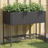 Prolenta Maison Exclusive - Jardinière avec espace de rangement, en polyrotin noir