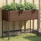 Prolenta Maison Exclusive - Jardinière avec espace de rangement, en polyrotin marron