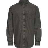 Scotch & Soda Washed 1 Pocket Black Long Sleeve Shirt Gris L Homme
