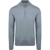 Profuomo Pullover Half Zip Laine Merino Bleu taille M