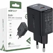 Acefast Chargeur Gan Usb Type C 30W, Pd, Qc 3.0, Afc, Fcp Noir (A21 Noir)