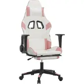 vidaXL Chaise de jeu avec repose-pieds Blanc et rose Similicuir
