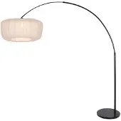 Steinhauer Lampe à arc noir Vela Lino avec une teinte crème Ø60cm