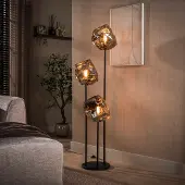 Lyora Lampadaire moderne Rock 3 lumières - verre chromé