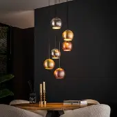 Lyora Lampe pendante industrielle Bol 6x E27