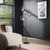 Lyora Lampe sur pied à 3 anneaux Ring noir - E27
