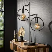 Lyora Lampe de table à 2 anneaux Ring noir - E27