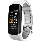 INF Bracelet d'activité avec moniteur de fréquence cardiaque, pouls, oxygène sanguin White