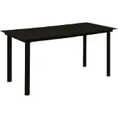 Syfax Table à dîner de jardin Noir 150x80x74 cm Acier et verre