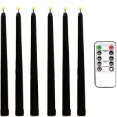 Spactz Lot de 6 bougies coniques noires sans flamme avec télécommande
