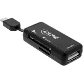 InLine Lecteur de cartes USB OTG Dual Flex (Micro USB, USB 2.0), Lecteur de carte mémoire, Noir