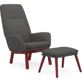 vidaXL Fauteuil relax avec pouf Tissu gris foncé