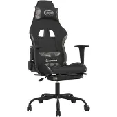 vidaXL Chaise de jeu avec massage & repose-pieds Noir Camouflage Tissu