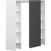 Vente-unique Armoire Système de penderie - l. 112/185 cm - blanc & anthracite - EMERIC