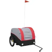 vidaXL Remorque vélo noir et rouge 45 kg Fer