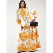 MSN Collection Robe jaune / blanc