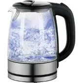 Deski Bouilloire acier inoxydable verre sans fil douille 1,7 litre éclairage LED