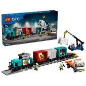 LEGO Le train de marchandises du port avec grue et camion