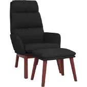 vidaXL Fauteuil relax avec pouf Noir Tissu