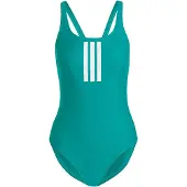 Adidas Maillot de bain sport '3-Stripes V-Back' émeraude / blanc