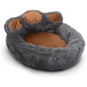 GLOBIZ Lit pour chien en forme de patte Yummie - Taille XL (73 x 80 cm) - Gris/Marron