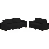 vidaXL Ensemble de canapé 2 pièces avec coussins, tissu noir