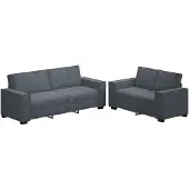 vidaXL Ensemble de canapés 2 pièces avec coussins gris foncé velours