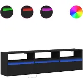 vidaXL Armoire TV murale avec LED Noir 180x31x45 cm