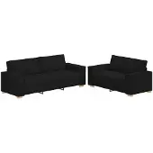 vidaXL Ensemble de canapés 2 pièces avec coussins Tissu noir