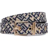 Tommy Hilfiger Ceinture 'Double Keeper Buckle' mastic / marine / opal / or