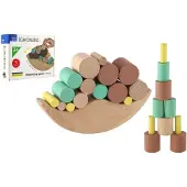 PADU Jeu d'équilibre en bois 16 pièces en boîte 22x16x6cm