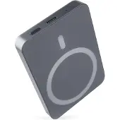 Emos Powerbank WI 522, 5000 mAh MagSafe avec Passthrough et Wireless-Charging, sortie USB-C y compris câble, pour iPhone, iPad, Smartwatch, gris, B0555GY