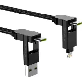 Rolling Square inCharge X Max | Câble tout-en-un pour iPhone, Android, USB C et plus encore - Noir