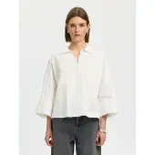 Selected Emilia Oversize 3/4 Sleeve Shirt Blanc 40 Femme