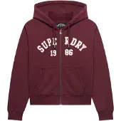 Superdry Veste de survêtement 'ATH ESS' rouge foncé / blanc cassé