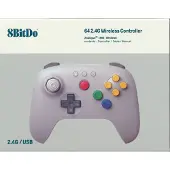 8Bitdo Manette sans fil 64 2,4G pour console Nintendo 64 originale, avec joystick analogique 3D et compatible Windows (gris)