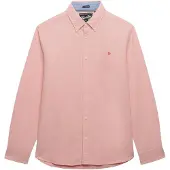 Superdry pour homme. M4011100A Chemise oxford rose preppy (L), Casuel, Coton, Classique, Manche longue