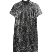Superdry pour femme. W8012021A Robe à paillettes argentées (S), Fête, Polyester, Manche courte