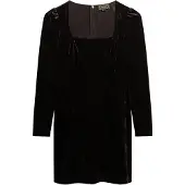 Superdry pour femme. W8011984A Robe en velours marron (L), Casuel, Fête, Classique, Polyester, Manche longue