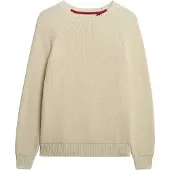 Superdry pour femme. W6110672A Pull décontracté en tricot côtelé beige (XL), Casuel, Coton