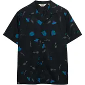 Superdry pour homme. M4011137A Chemise Cabana Print navy (L), Casuel, Coton, Manche courte, Marine