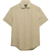 Superdry Riviera Linen Short Sleeve Shirt Beige M Homme